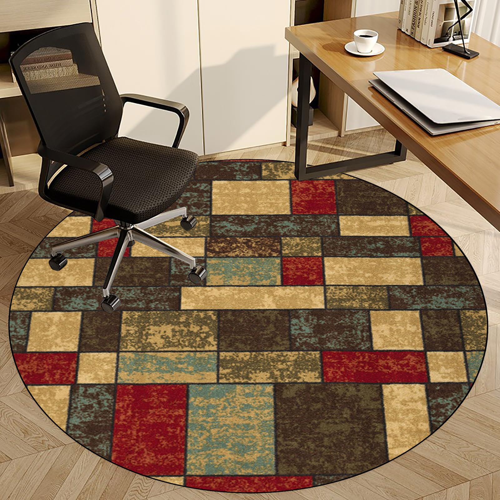 Fzamudng Office Chair Mat for Hardwood Floor, 180 cm Multi-Purpose Office Gaming Rolling Chair Mat, Round Desk Chair Mat for Home Office, Carpet Protector Floor Mat, Anti-Slip Floor Protectors Rug