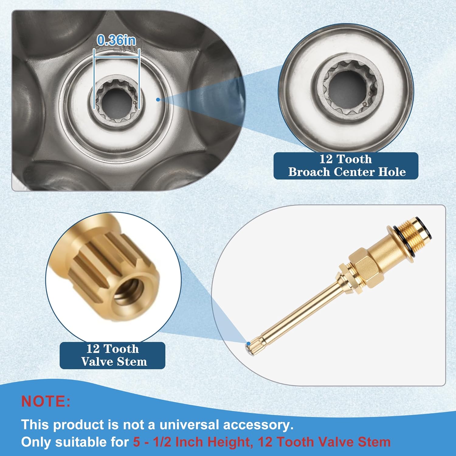 2 Piece Metal Shower Knob Replacement Kit Compatible with Price Pfister Verve Shower Faucet Handle, Bathtub Knobs Include Hot/Cold/Flange Base, Shower Stems for Shower Trim Kit (Polished Chrome)