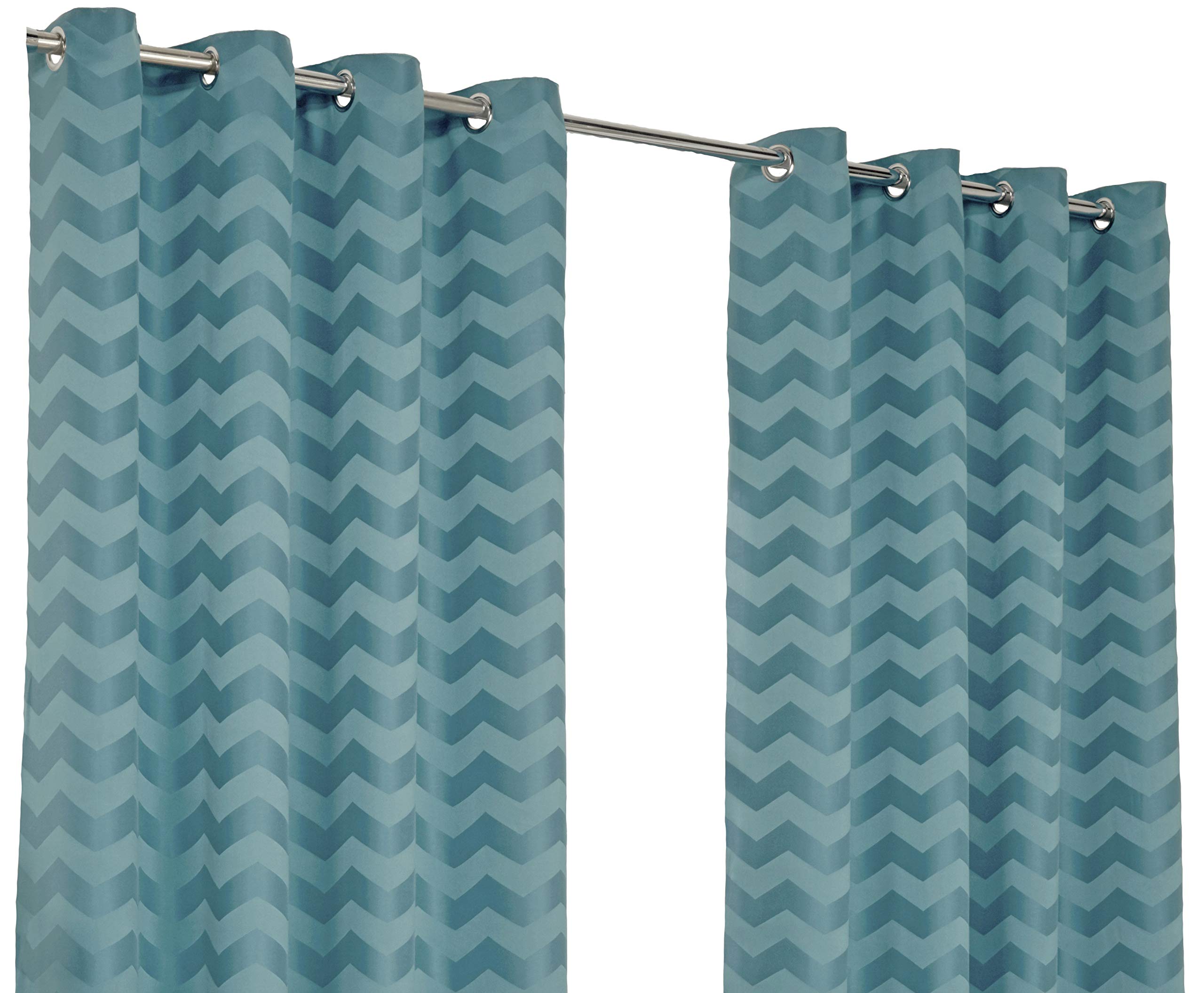 Zig Zag Kingfisher Ring Top / Eyelet Fully Lined Readymade Curtain Pair 46x72in(116x182cm) Approximately By Hamilton McBride®