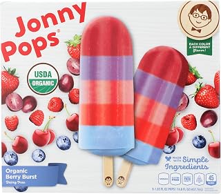 JonnyPops Organic Berry Burst Pops, 14.8 Fl Oz - Clean, HFCS-Free Frozen Treats for Kids