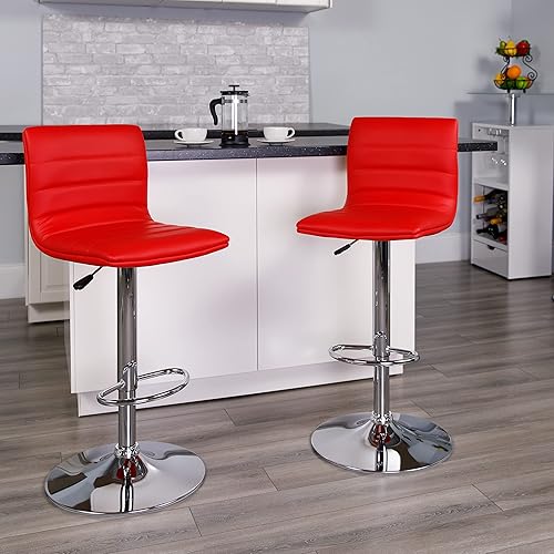 Miniatura 42 de Flash Funiture silla de bar ajustable con base cromada, Vinilo, Negro Negro -,Blanco,Marrón,Borgoña,Verde,Gris,Naranja,Púrpura,Rojo
