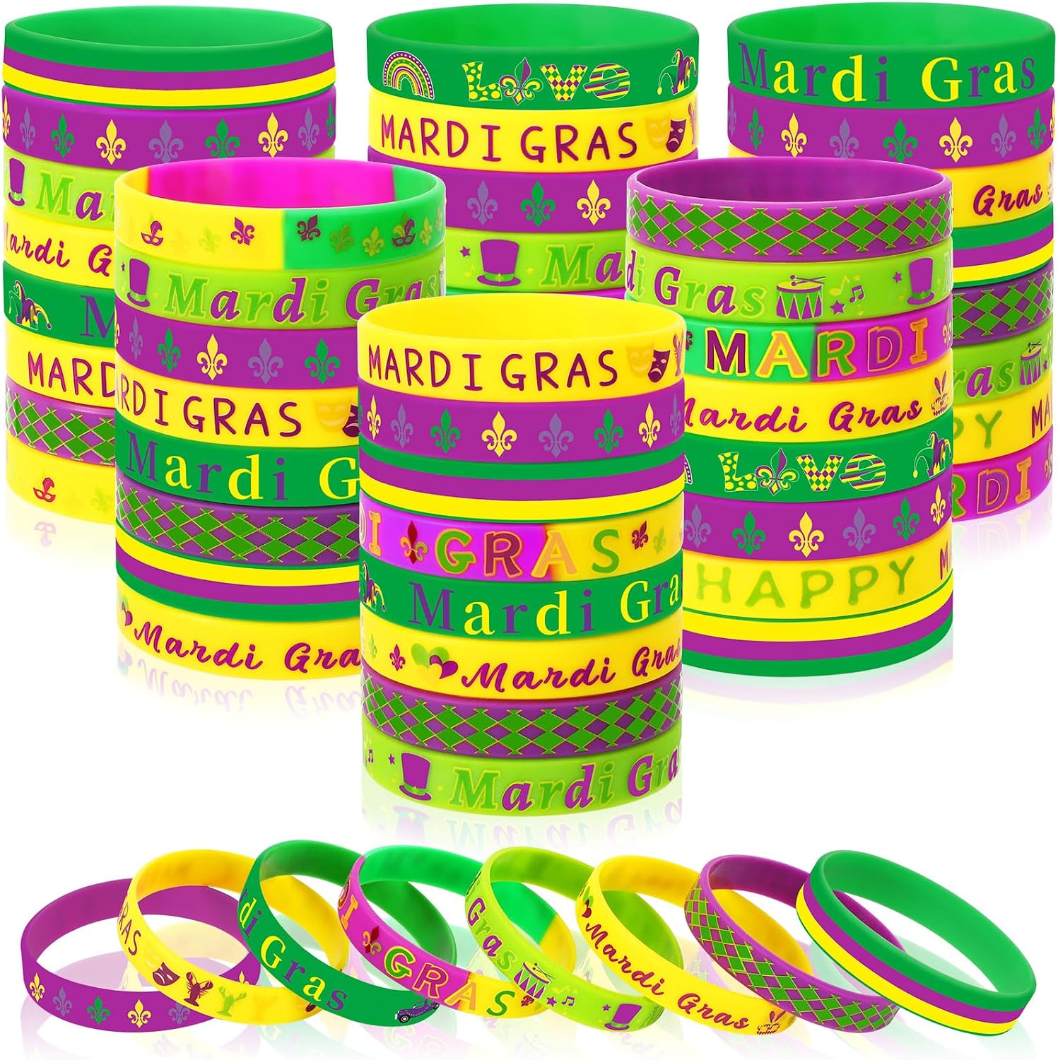 30 Packs Dinosaur Silicone Wristbands - Pink, Purple, Green, For Birthday Party Favors, Girls Dino Theme