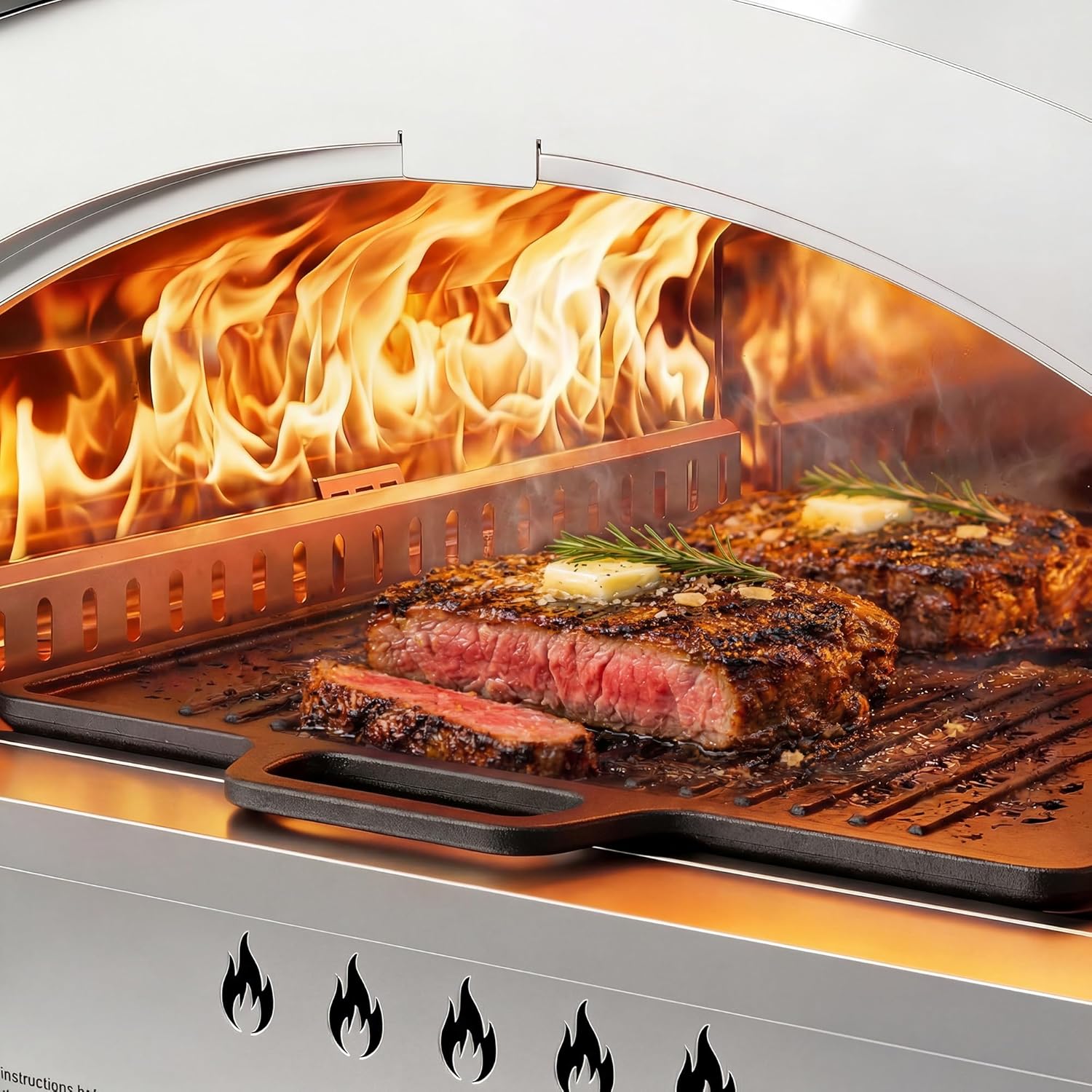 BIG HORN Gas Pizza Oven, Portable Propane Pizza Oven with 15 inch Pizza Stone, Stainless Steel Pizza Maker for Outdoor Cooking
