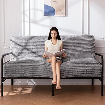 YOSHOOT 8 Inches Futon Mattress, Thick Futons Sofa Bed Couch, Floor Mattress for Adults, Shredded Foam Filling(Frame Not Included), Medium Firm，Queen Size