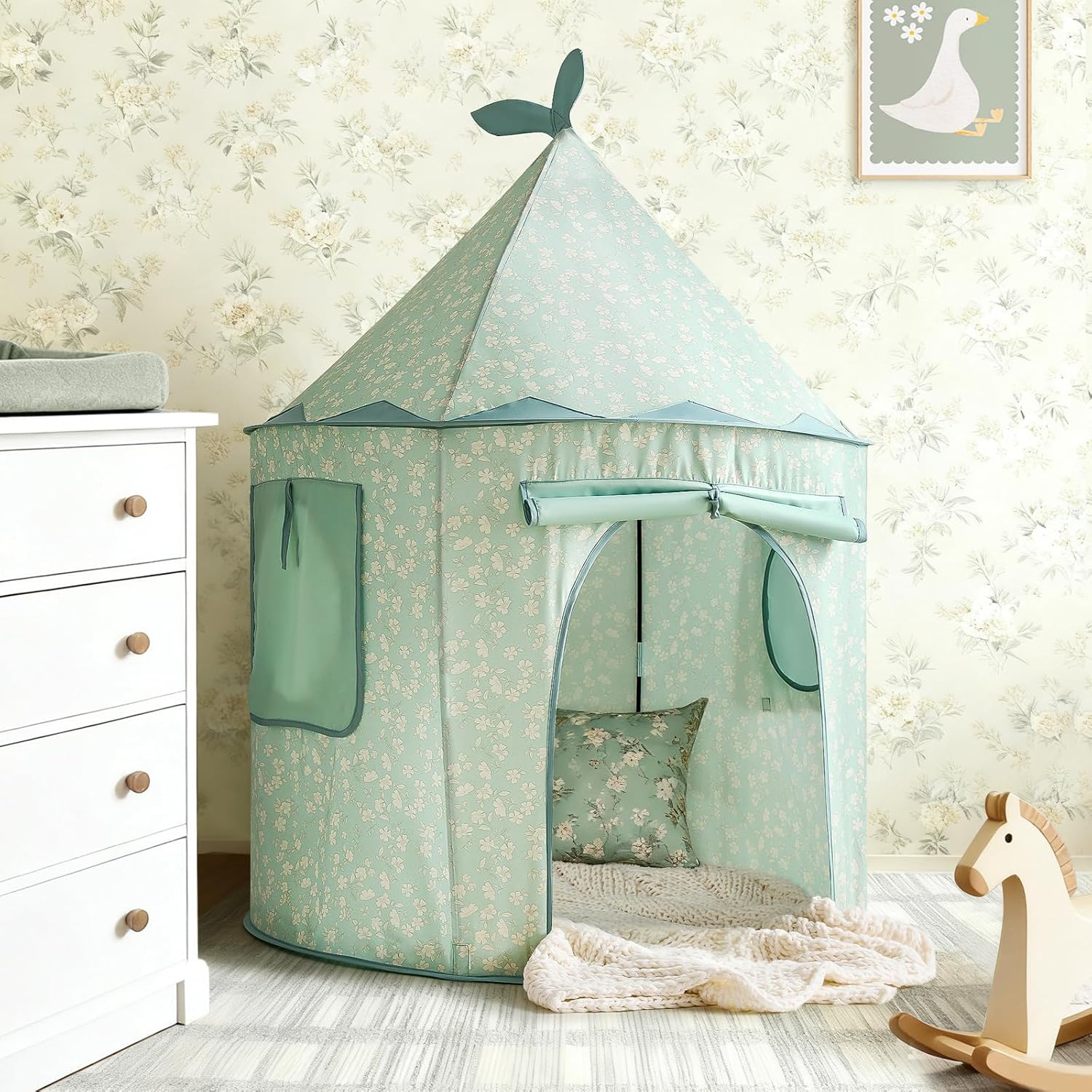 Tiny Land Kids Play Tent – Cute GreenTent for Kids Indoor, Portable Toddler Tent for Girls & Boys, Fun Playhouse Toy for Imaginative Play, Perfect Toys Gifts for 2 Year Old Girl & Boy