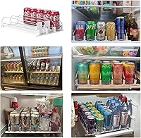 Vista 2 de Organizador de bebidas para nevera - Deslizador automático blanco, dispensador de soda para nevera - Sostiene hasta 15 latas - 12oz 16oz 20oz