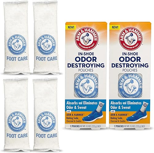 Arm & Hammer Bolsas que destruyen olores en el zapato, inserto desodorante de zapatos para reducir el olor y absorber la humedad, eliminador de