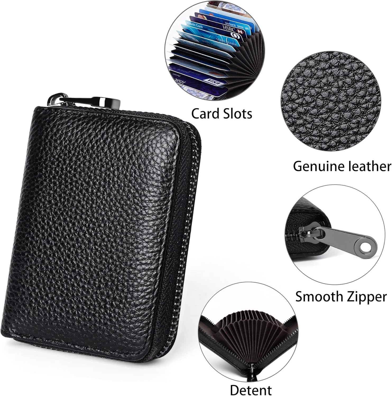 Badiya Genuine Leather Credit Card Holder for Women RFID Blocking Accordion Small Card Case Wallet - Image 8