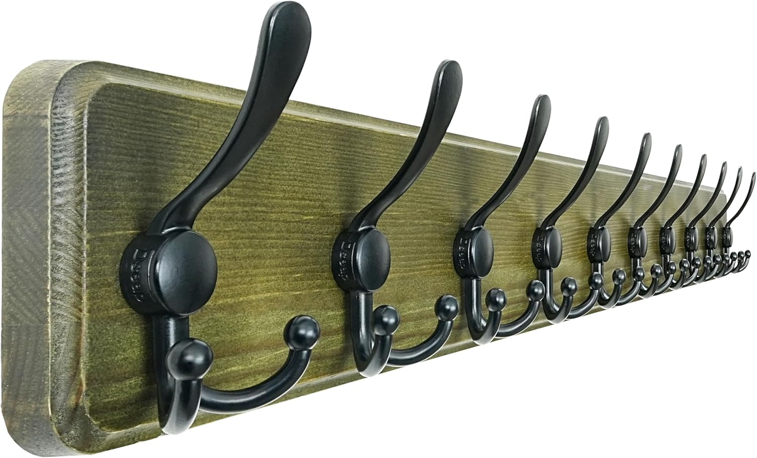 Dseap Perchero de pared  38-14 pulgadas de largo, resistente, 10 tres ganchos, estilo madera de granero, perchero de pared para abrigos de invierno,