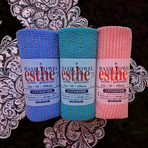 Miniatura 8 de esthe - Toalla de ducha exfoliante resistente a los desgarros para todo tipo de piel, 3 unidades, fabricada en Japón