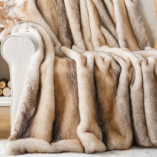 BATTILO HOME Luxury Mink Faux Fur Throw Blanket, Large Soft