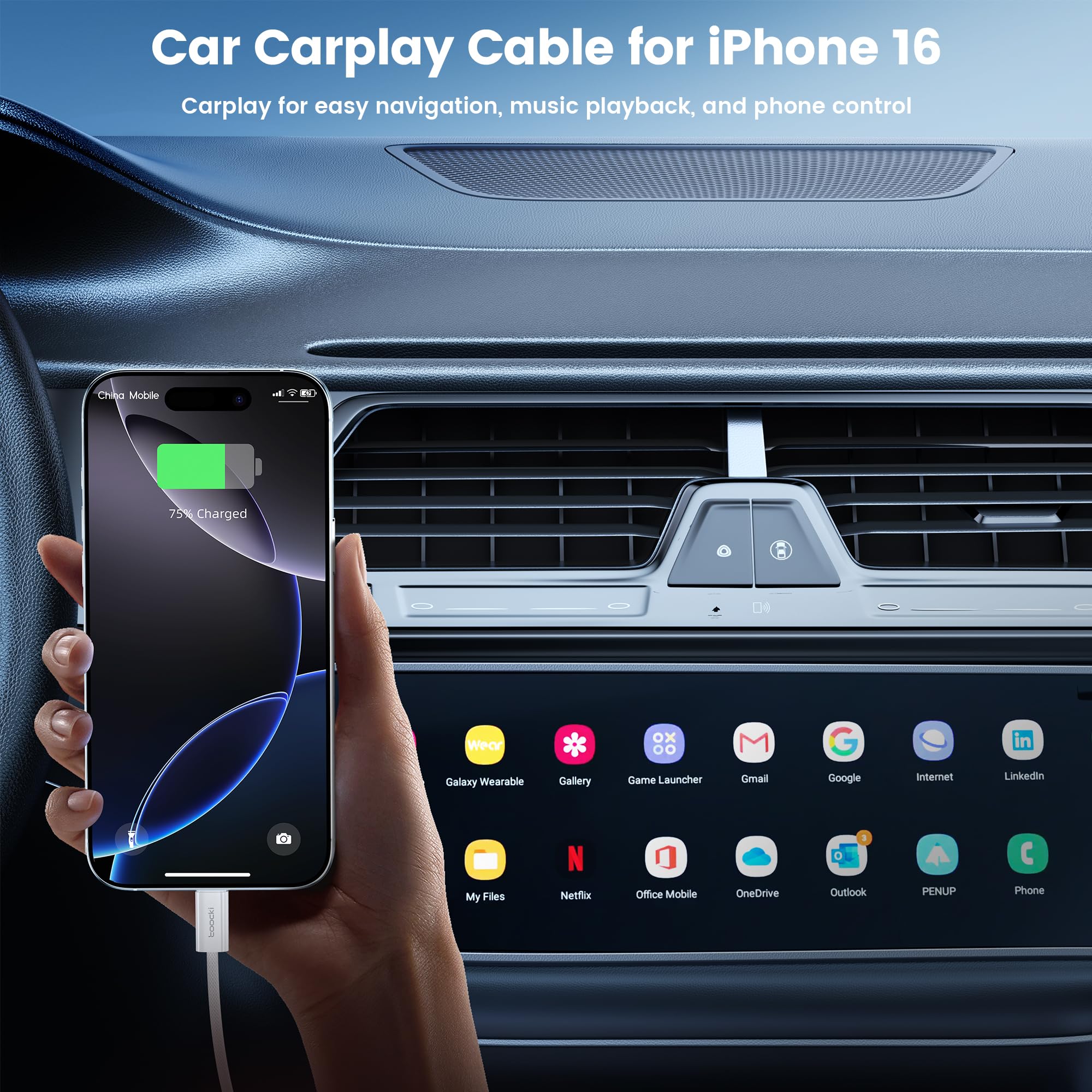 toocki kabel USB C, [2 sztuki 2 m] kabel USB C do ładowania, nylonowy kabel do szybkiego ładowania iPhone 16 15 Pro Max, Samsung S24 S23 Note 10, Huawei P60