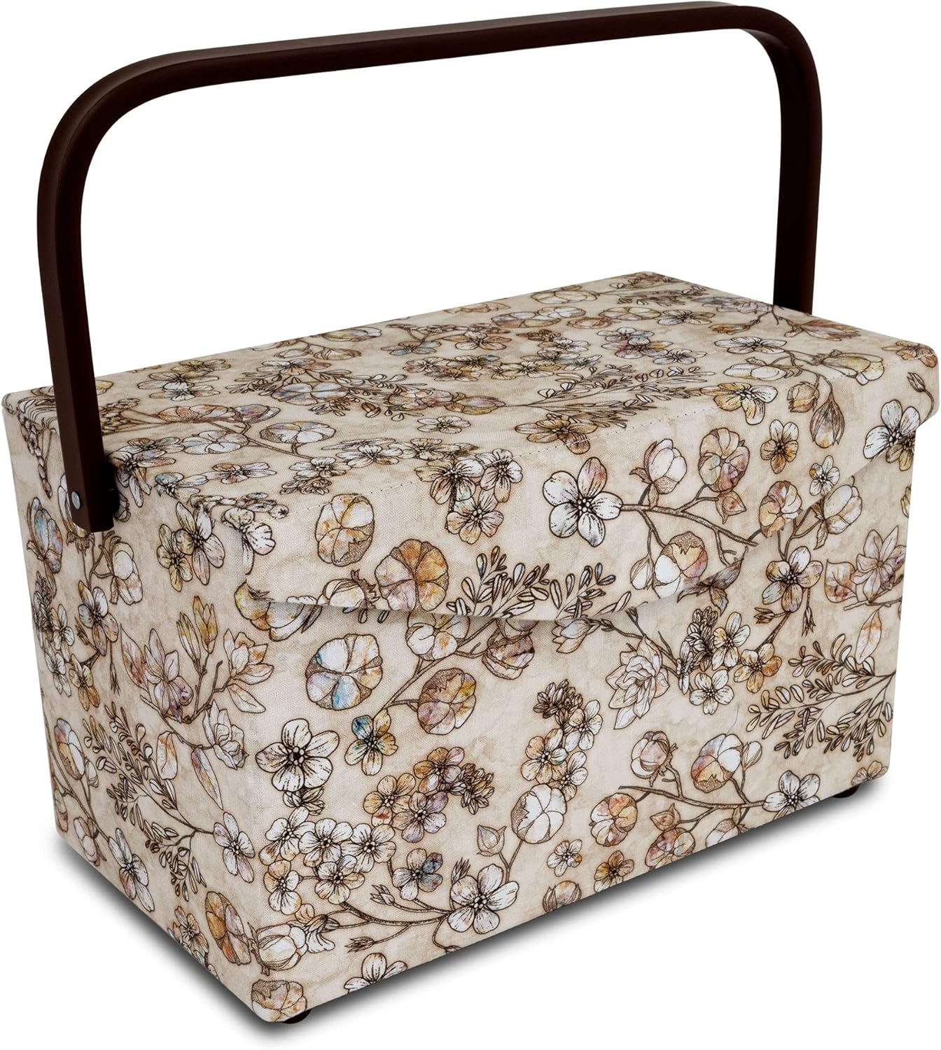 Dritz Medium Sewing Basket with Zippered Case, Neutral Floral