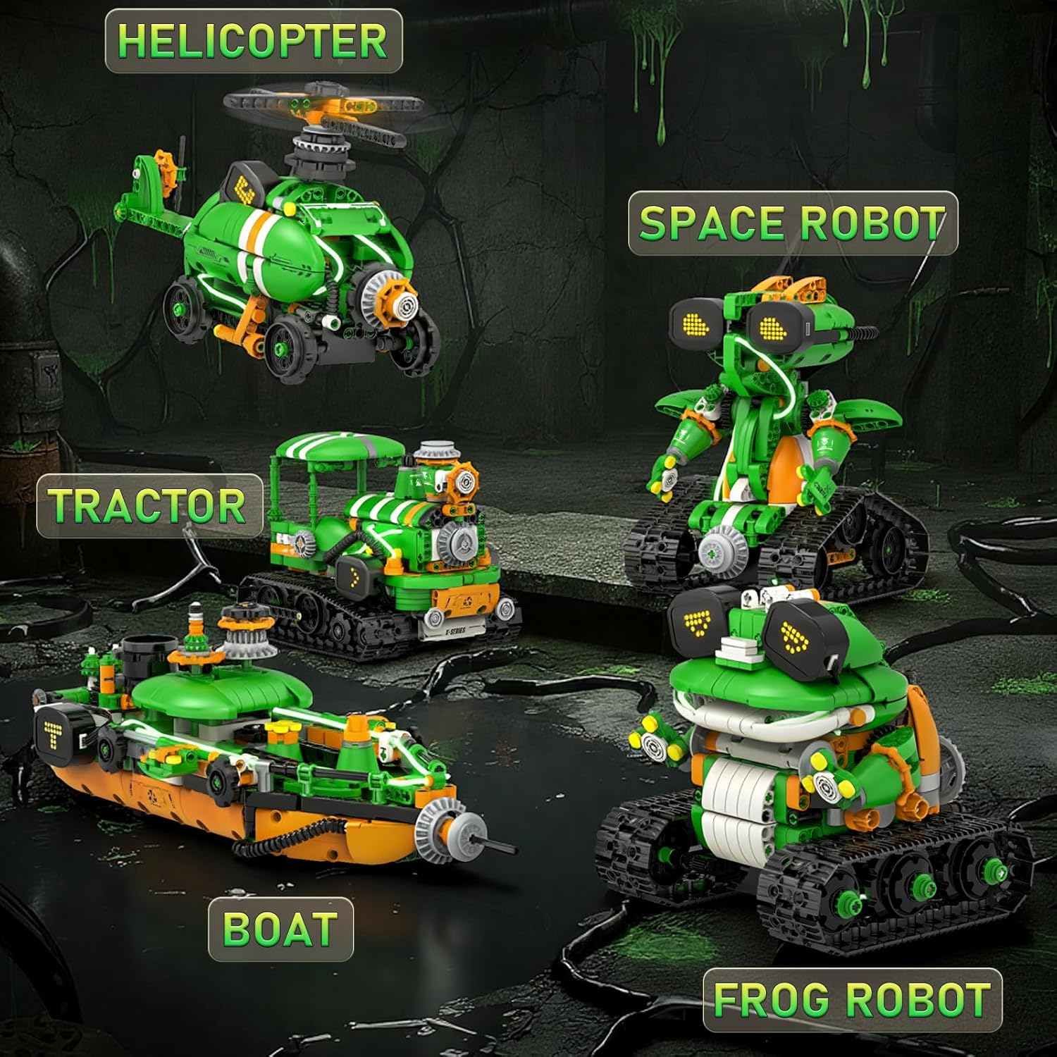 STEM Robot Building Kits for Kids 6-14, 5in1 Remote & APP Controlled STEM Tractor/Frog/Robot Building Toys, 732 Pcs Educational Building Block Sets for Kids, Erector Sets Gifts for Boys Girls - Image 2