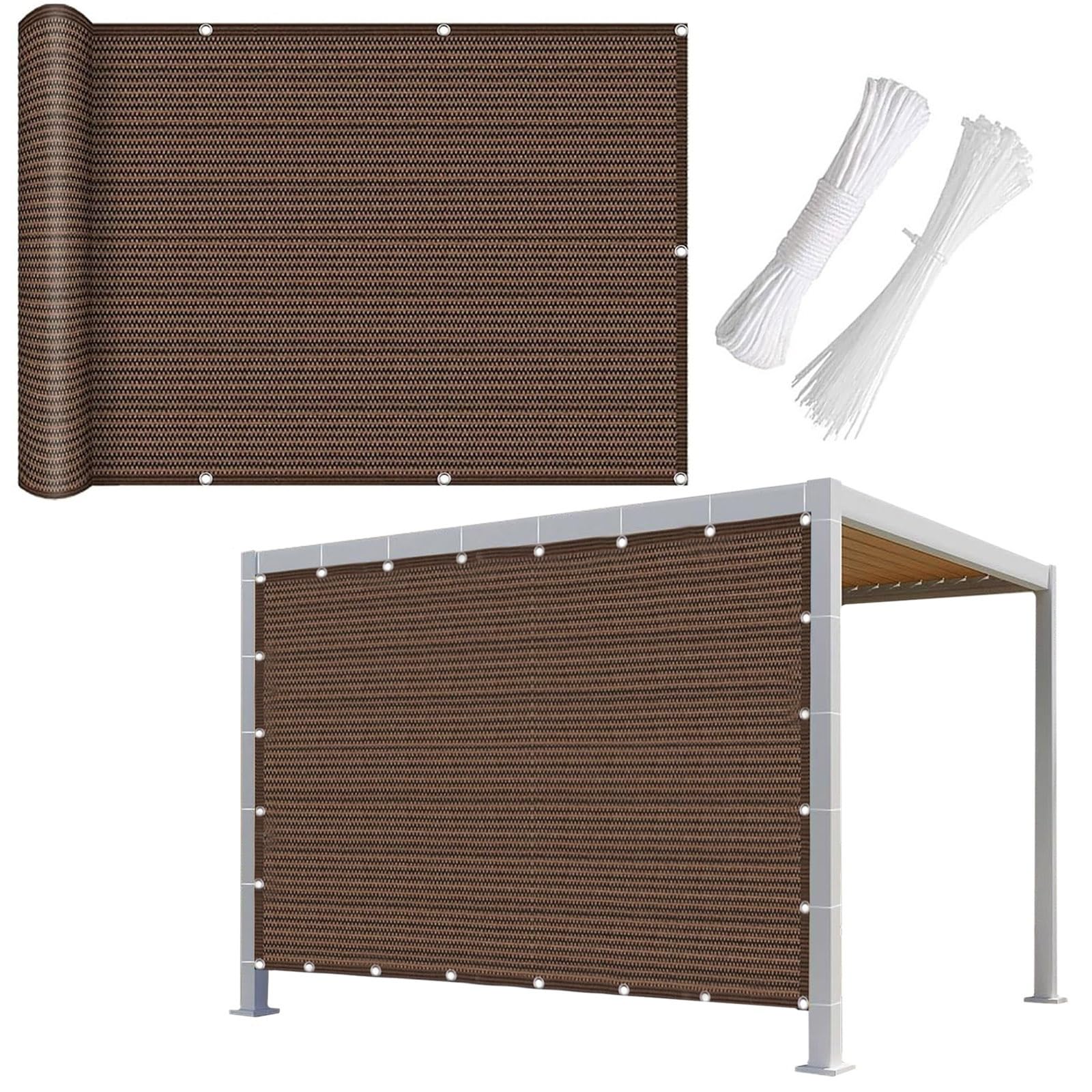 WQPMNYG Rectangular Sun Shade Sail for Balcony Pool & Garden90% UV Protection Waterproof Canopy Durable Windbreak Breathable Fabric (Brown 2x4m / 6.6x13ft)