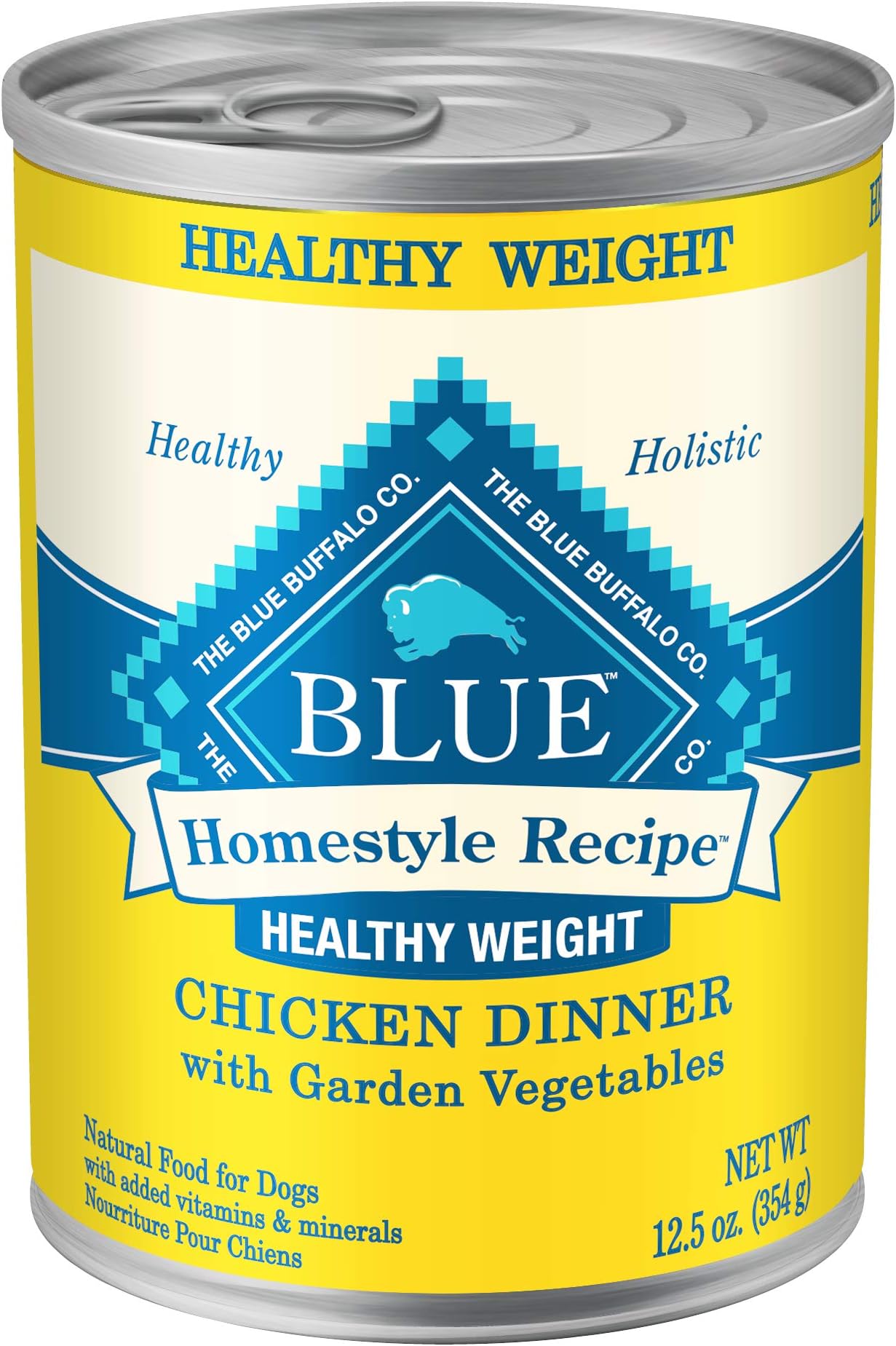 Blue Buffalo Homestyle Recipe Healthy Weight Adult Wet Dog Food, Chicken Dinner With Garden Vegetables, 12.5-oz Can (Pack of 12)