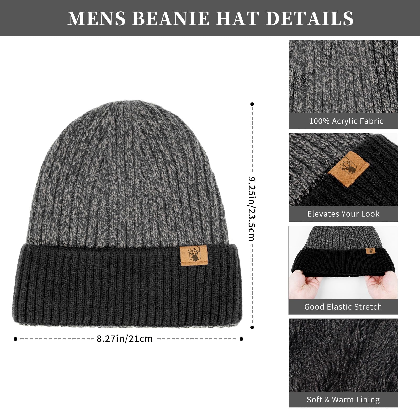 Mütze Schal und Touchscreen Handschuhe Set Wintermütze Thermohandschuhe Schal für Herren Strickmütze 3 STÜCKE Unisex Hüte für Damen Winter Accessoires für Herren Damen