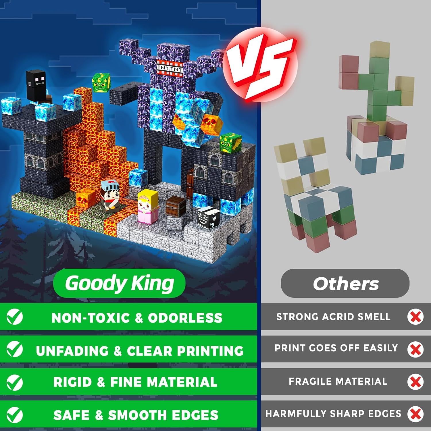 100PCS Magnetic Blocks - Dark Castle Set Magnetic Building Blocks, Stacking Magnets for Kids, Strong Magnets, Sensory Toy for STEM Learning Toys for Kids 3+ Boys and Girls Christmas Birthday Gifts - Image 4