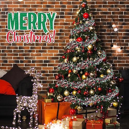 Miniatura 123 de Shappy Guirnalda de oropel negra de 90 pies, 6 rollos para decoración de Halloween, Navidad, guirnalda metálica con purpurina para bodas, fiestas