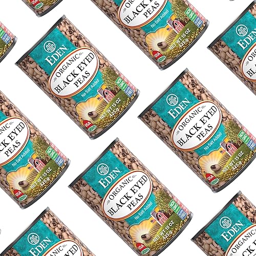 Miniatura 6 de Eden Guisantes negros orgánicos, sin sal añadida, latas de 15 onzas (paquete de 12)