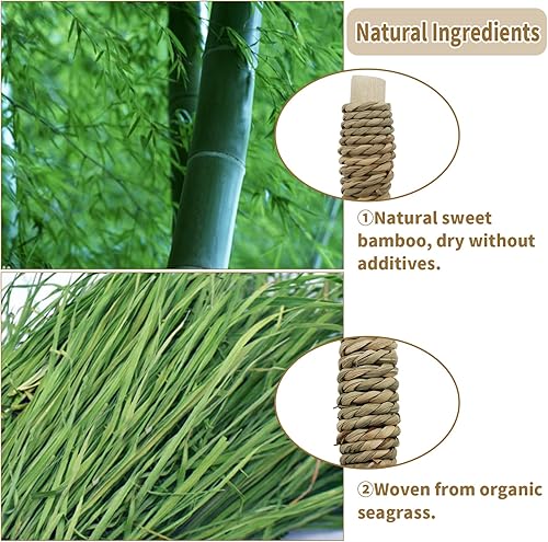 Vista 2 de Fhiny 18 piezas de juguetes masticables de conejillo de indias, palos molares de bambú dulce natural para dientes, conejito masticable, accesorios