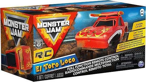 Miniatura 7 de Monster Jam, Camión monstruo con control remoto oficial El Toro Loco, escala 124, 2.4 GHz, para edades de 4 años en adelante