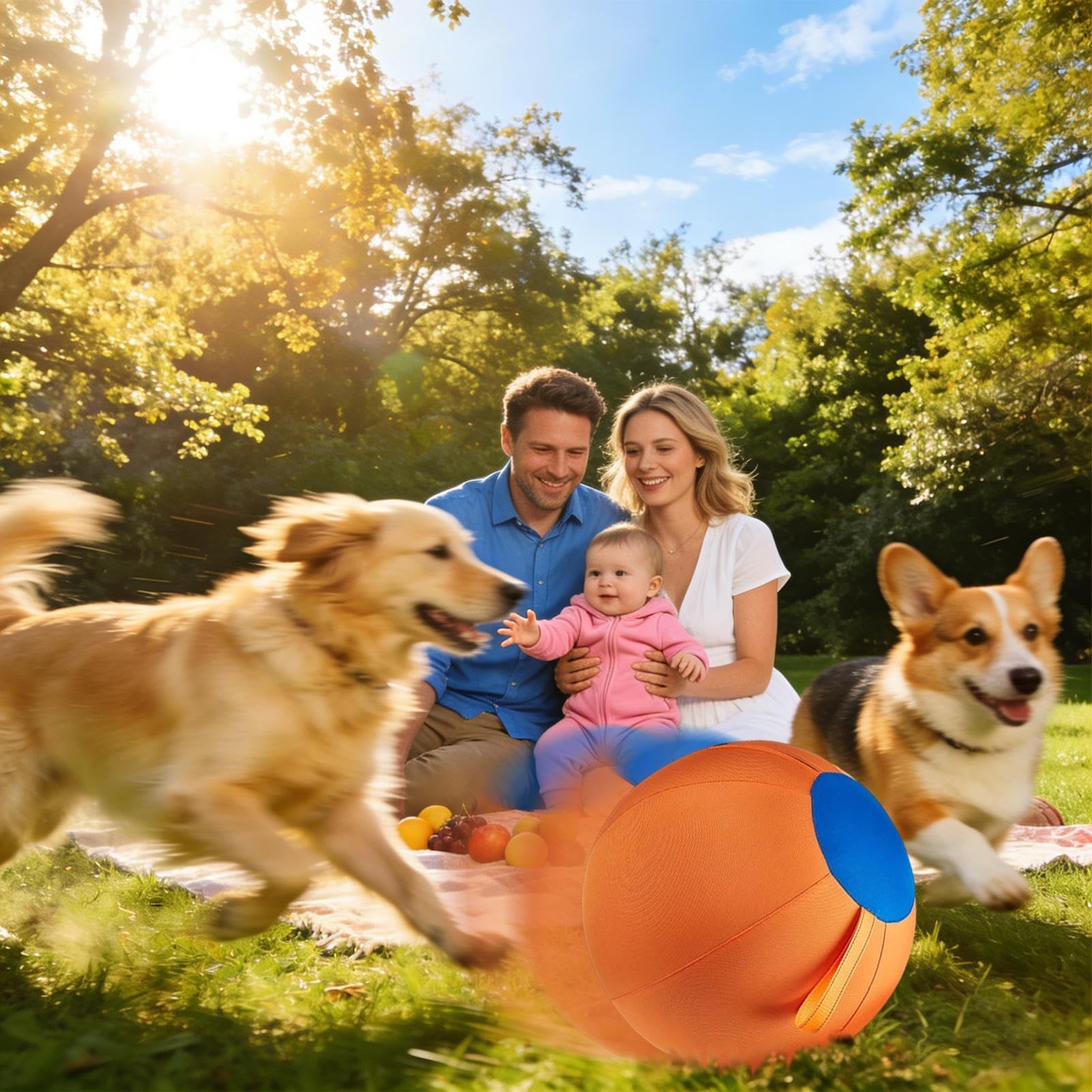 Hundespielzeug zum Spielen und Trainieren, reißfester, aufblasbarer Ball für drinnen und draußen, Apportier- und Bereicherungsaktivitäten, 45 cm