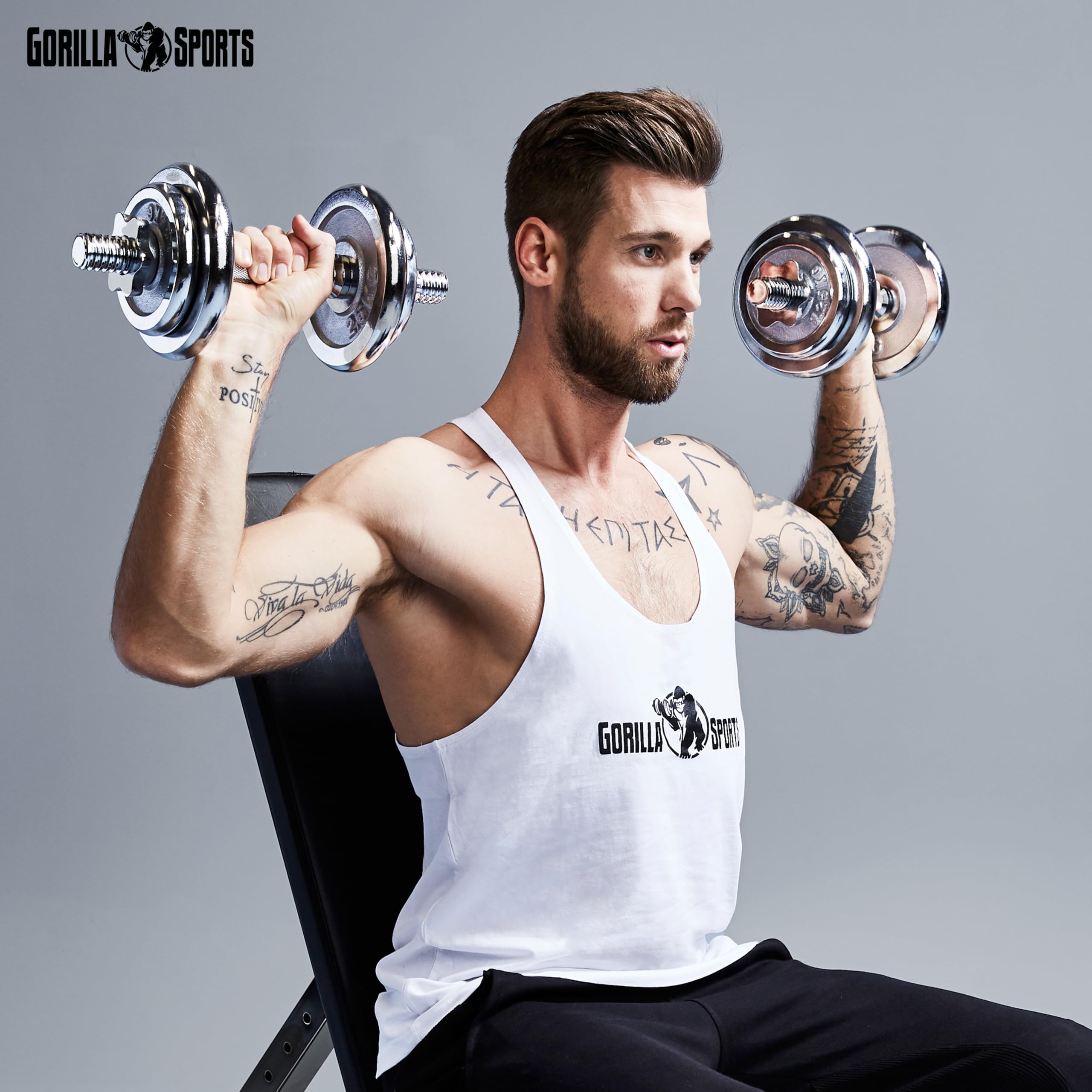 GORILLA SPORTS® Hantelscheiben - 1,25-30kg, 30mm, Gusseisen, Chrom, Einzeln oder Set - Gewichte Hantel, Gewichtsscheiben, Langhantel Gewichte, Weight Plates, Fitness Hantelscheibe