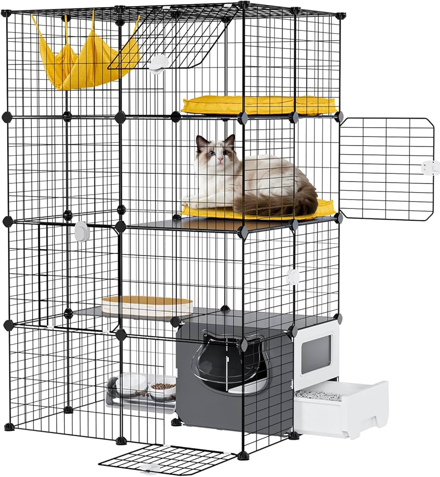 Amazon.co.jp: Topzoo 猫 ケージ トイレ付き 3段 トイレ一体型 防臭