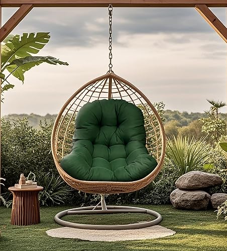 Miniatura 3 de Cojines para silla de huevos colgantes para exteriores, impermeables, color azul marino, cojín para silla hamaca con lazos, almohadillas de repuesto