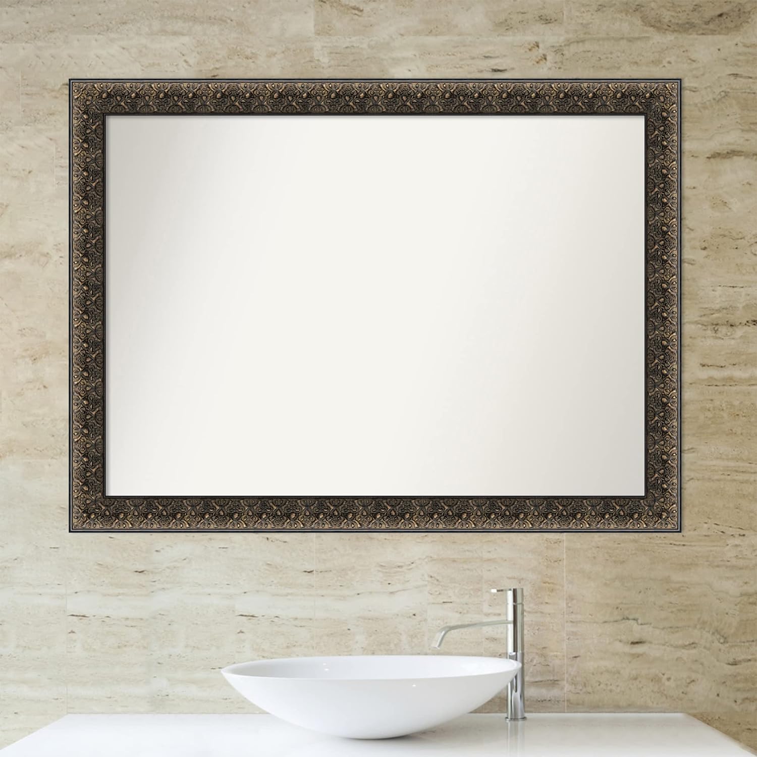 Amanti Art Bathroom Mirror for Over Sink, Vanity Mirror, Wood Frame, Hangs Horizonally or Vertically, Bathroom Wall Decor, Non-Beveled