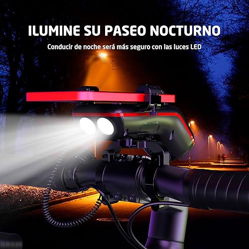 Miniatura 2 de UPPEL Multifunctional Bike Speaker & Phone Holder - Bicycle Headlight, Horn, Microphone & Power Bank (5000mAh), Ideal for Mountain & Road Cycling