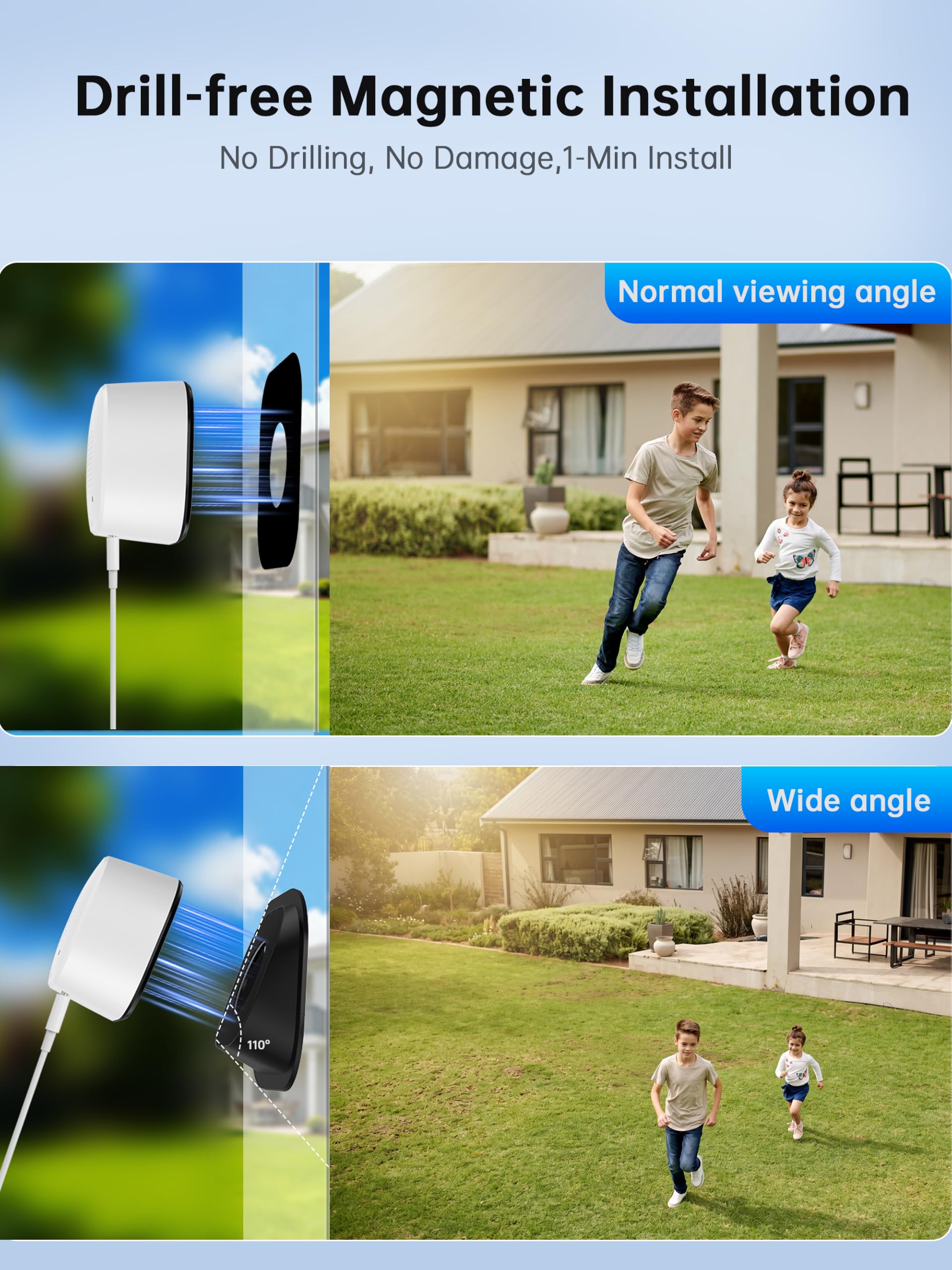 Colorvue - Telecamera di sicurezza per finestre, 3 MP, 2 K, 2,4 GHz e 5 GHz, WiFi per interni, visione notturna a colori