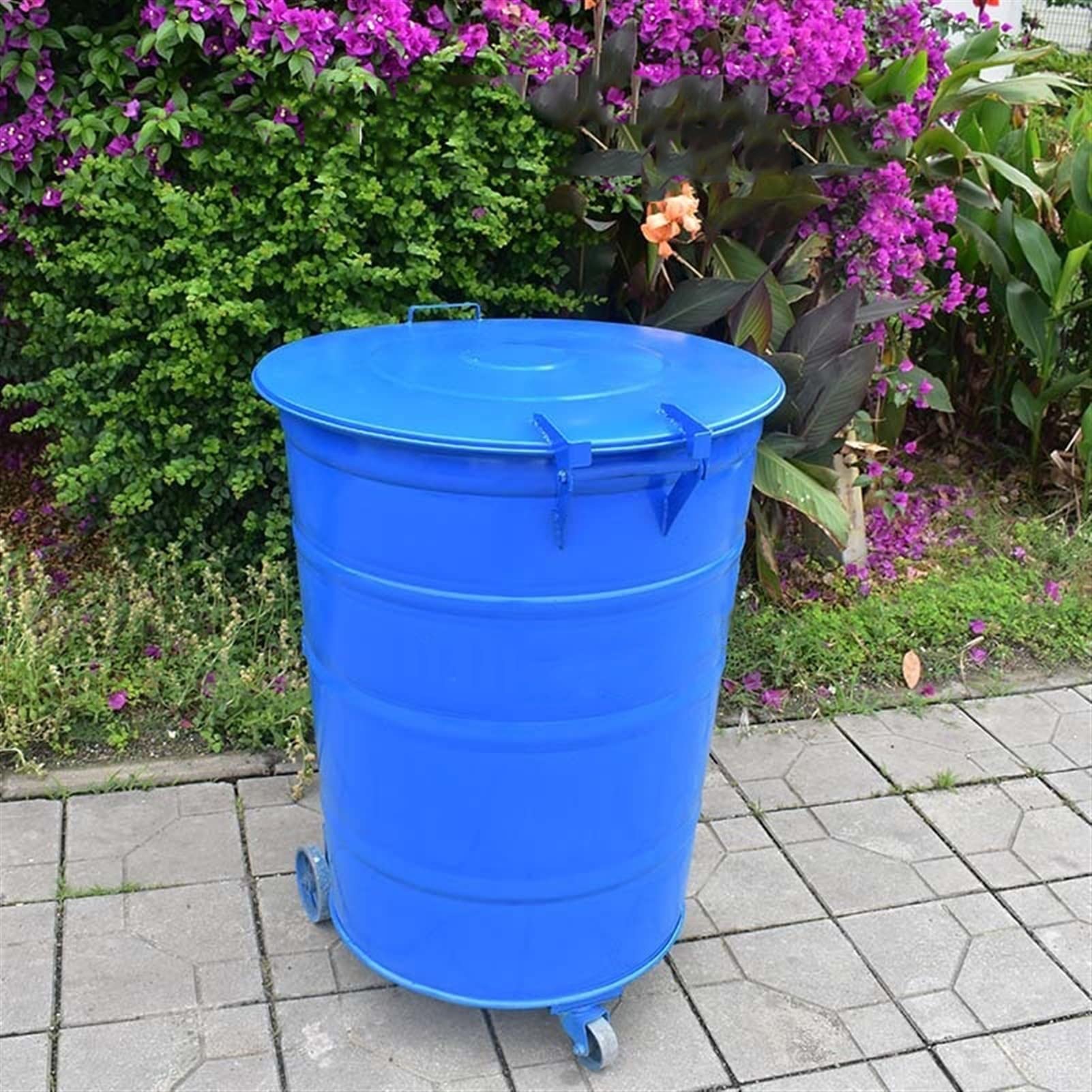 青緑色の円筒形ごみ箱 Amazon.co.jp: 屋外のゴミ箱大容量の鉄のゴミ箱360L大型の屋外