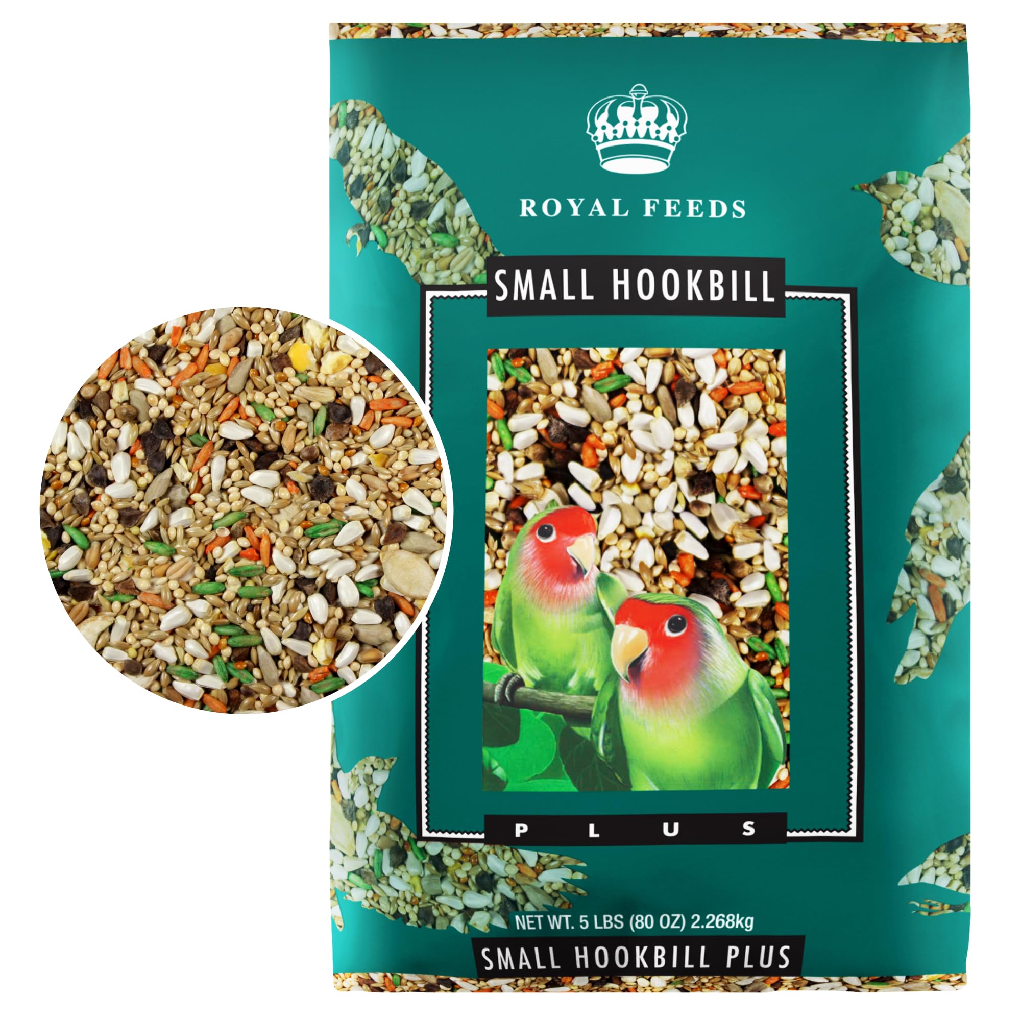 Small Hookbill Plus 5 Lbs, Bird Food for Small Hookbill, Premium Bird Seeds, Supports Growth Energy and Digestive Health, Nutrient-Rich Parrot