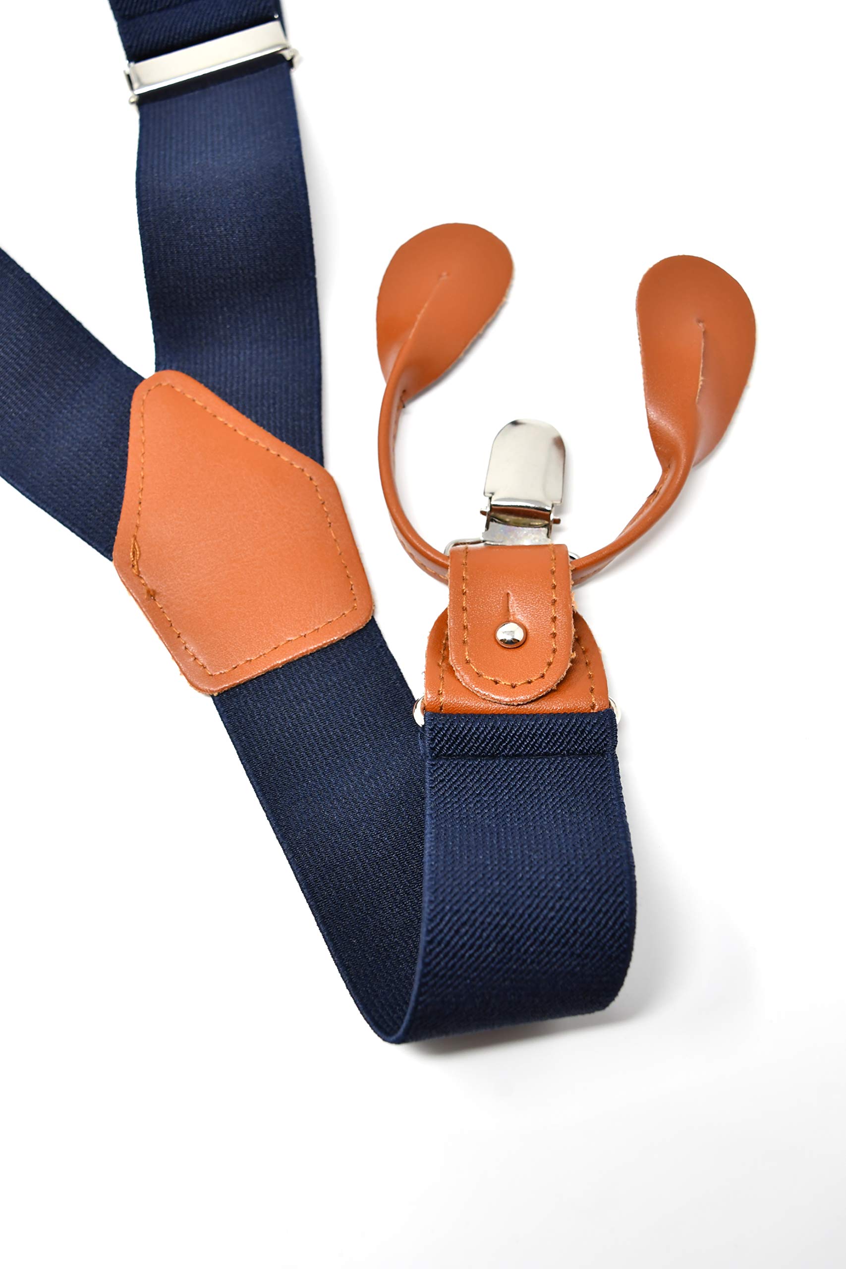 Sweet Leaf Bretelle Blu Scuro di alta qualità completamente Regolabili - 3 Clip o 6 Bottoni (personalizzabili)- Forma di Y - Classiche, Eleganti e Moderne