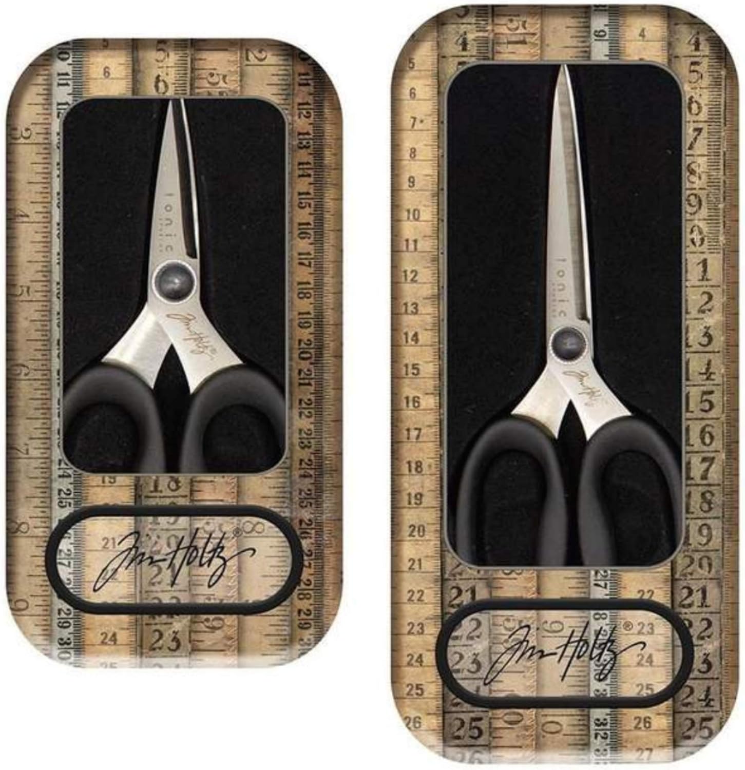 Tim Holtz Haberdashery Scissors - Bundle of Two Pairs of Soft Grip Snip Scissors, 5" and 6"