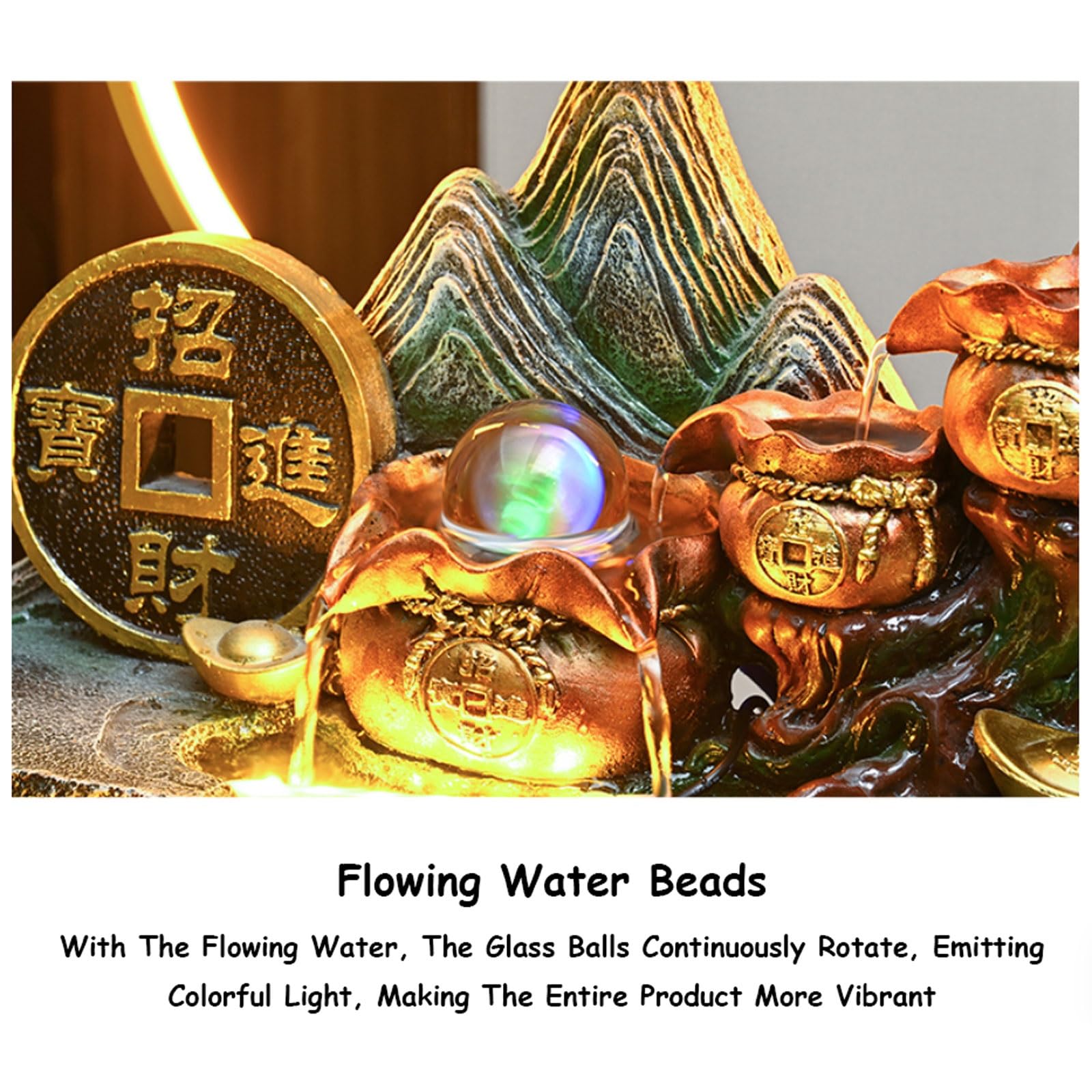 Fuente de agua de mesa con luz LED y función de niebla para decoración zen y relajación en interiores