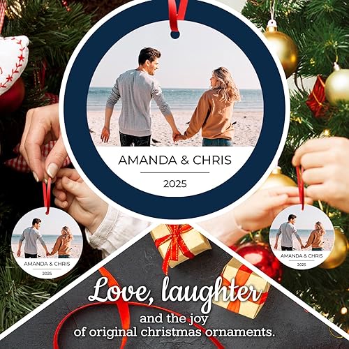 Miniatura 136 de Adorno de Navidad personalizado, foto personalizada con imagen y nombre, decoración del árbol de Navidad, bolsa de terciopelo incluida, adorno