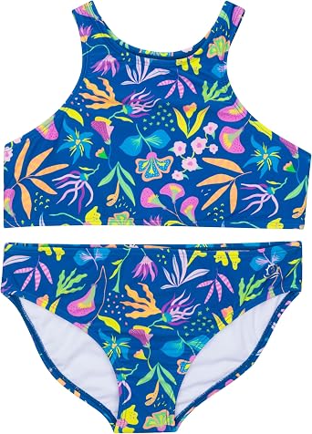 SwimZip Girls Halter Top and Bikini Bottom 2 Piece Set UPF 50+ Sun Protection