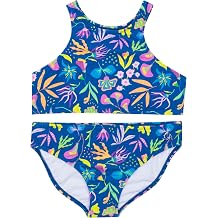 SwimZip Girls Halter Top and Bikini Bottom 2 Piece Set UPF 50+ Sun Protection