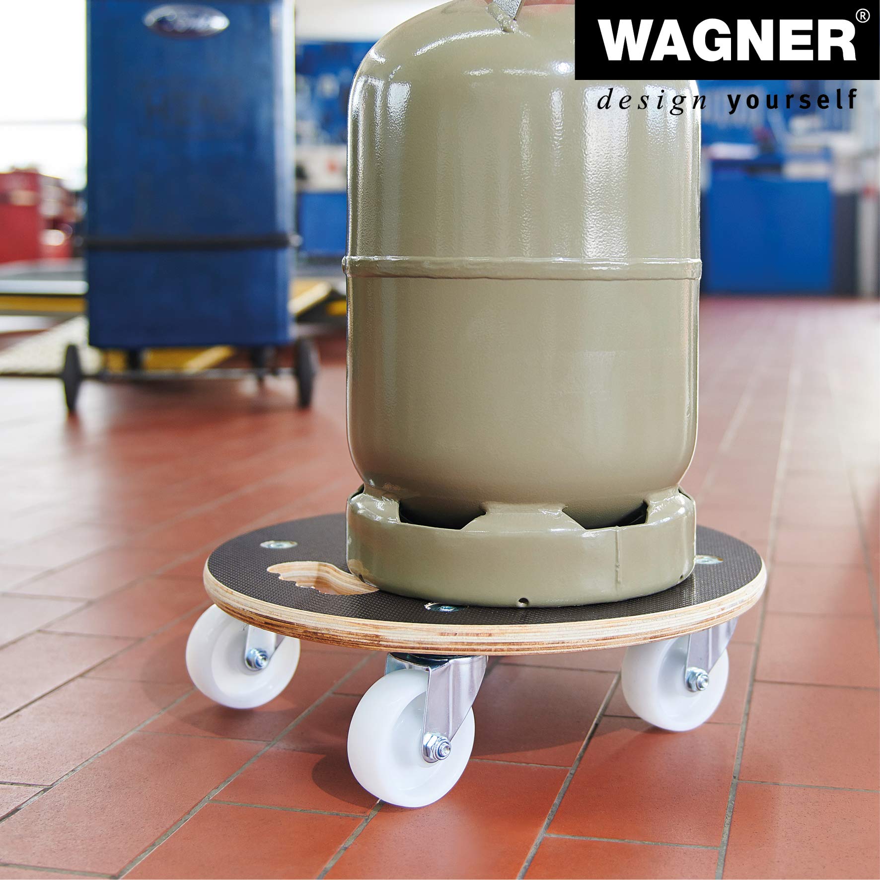 WAGNER Carrello da Trasporto MM 1108 I Ø 38 cm - per carichi Pesanti e mobili I Portata 250 kg I Maniglia di Trasporto Ergo I Superficie Antiscivolo I Certificato FSC®- 20110801