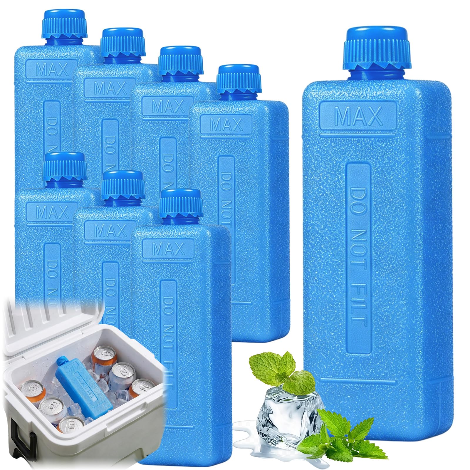 8PCS Reusable Ice Blocks Freezer Packs for Air Conditioner, Food Storage