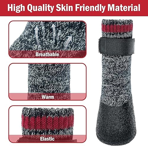 Miniatura 3 de Mihachi Calcetines para perros, suela de goma, protectores de patas con correas, control de tracción, antideslizantes, impermeables, protectores de