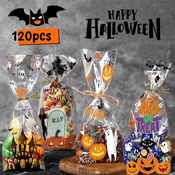 Halloween Party Favors,Halloween Cellophane Treat Bags,Goodie Bags for Kids