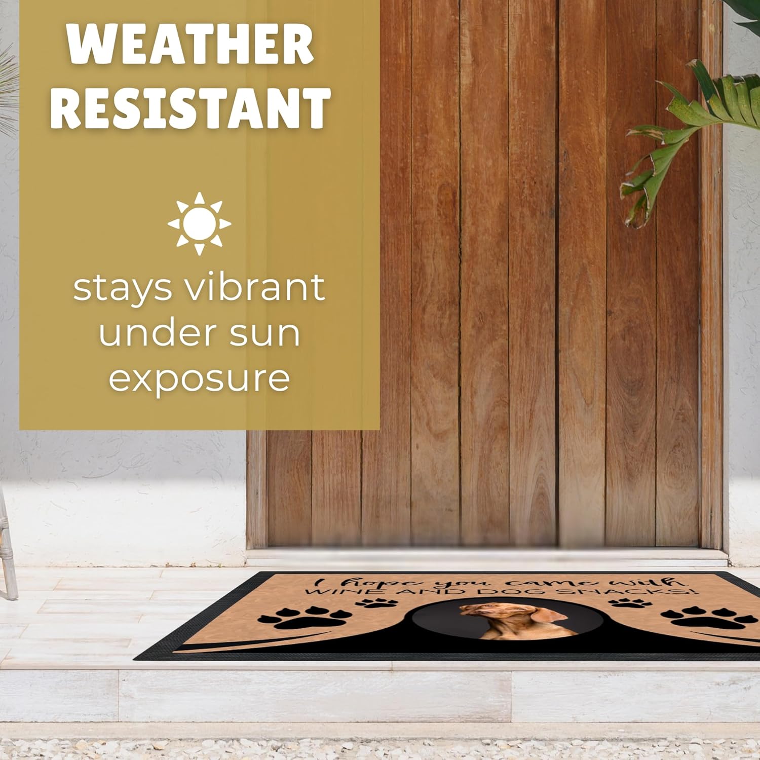 Personalized Dog Door Mat with Photo and Name - Customized Welcome Mat - Floor Mats - Front Door Mat - Wine & Snacks - Available in 3 Sizes (24" X 16")