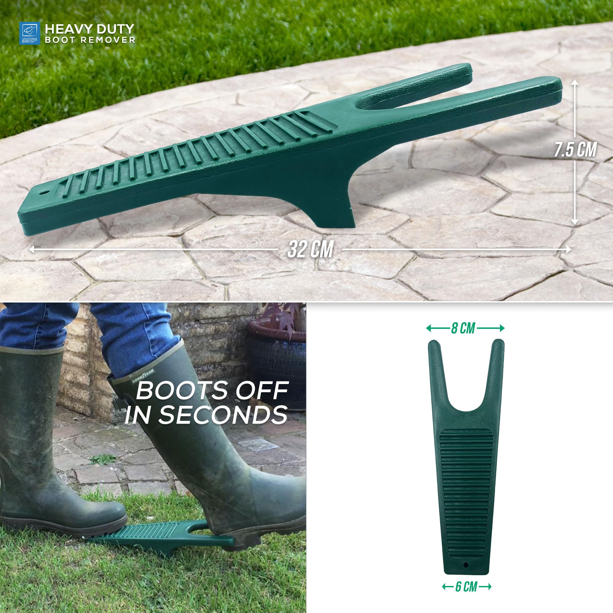 Extractor de botas de agua con rascador de construcción duradera, ideal para botas de equitación o caminar y zapatos de barro, color verde oscuro,