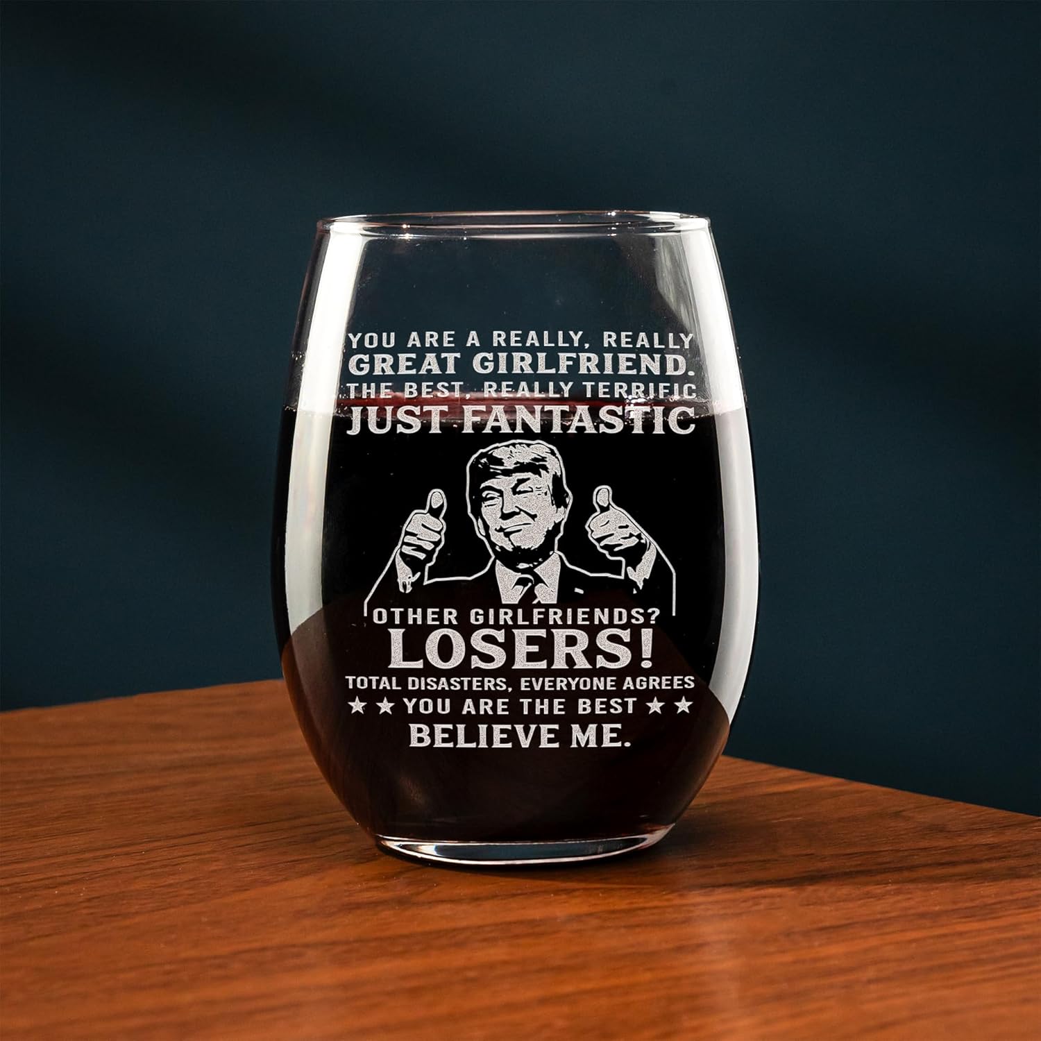 Engraved Stemless Wine Glass Gifts for Girlfriend - Funny Valentines Gifts for Her, Birthday Gift from Boyfriend, Anniversary Presents for Women, Couple Gifts - Image 3