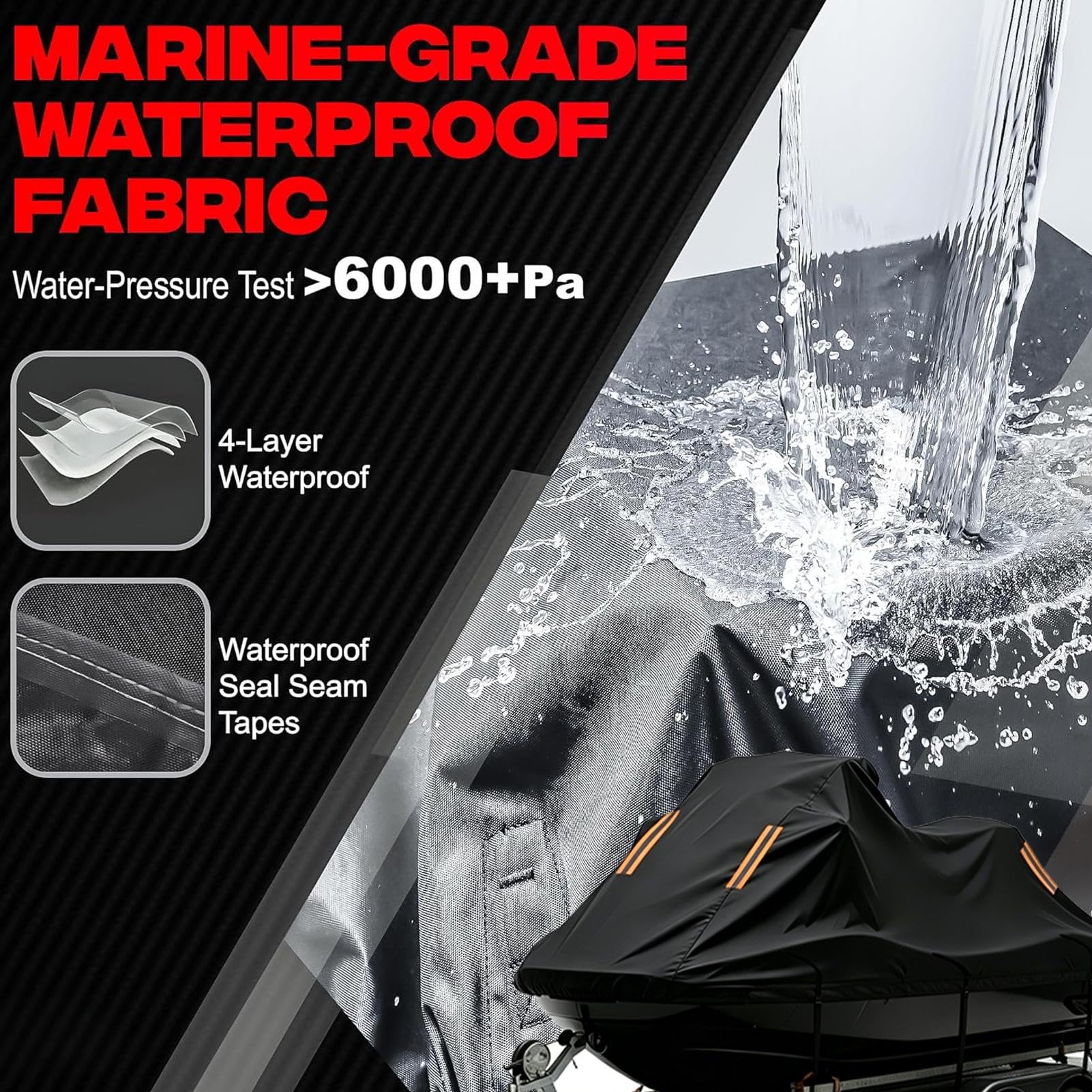 Funda para Moto acuática remolcable para Yamaha FX Cruiser SVHO,Funda Impermeable Moto Acuática,a Prueba de Polvo Resistente a los Rayos UV para Yate Lancha Rápida Barco de Pesca V-Casco