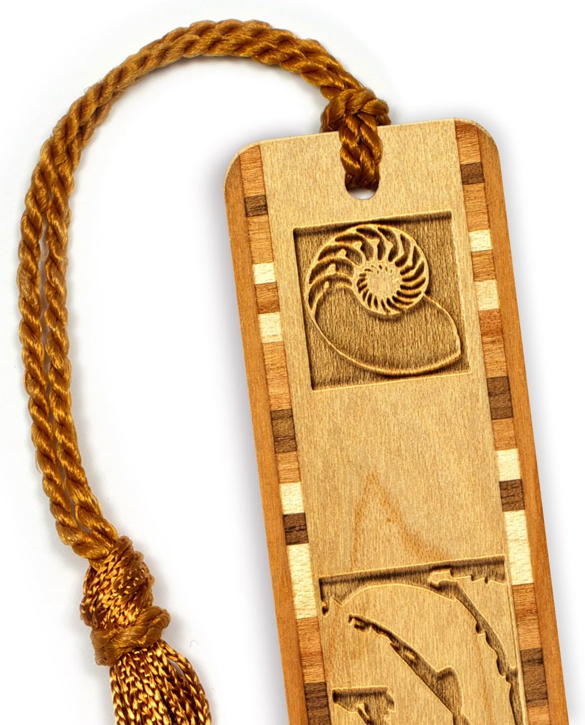 Nautilus Shell Seashell Engraved Wooden Bookmark Also Available with Personalization - Made in the USA